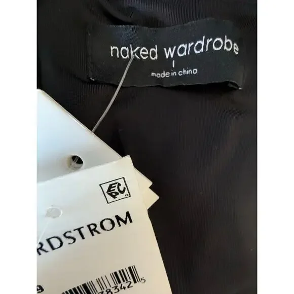 NWT Naked Wardrobe Liquid Faux Suede Square Neck Bodysuit Black Large - Picture 7 of 11